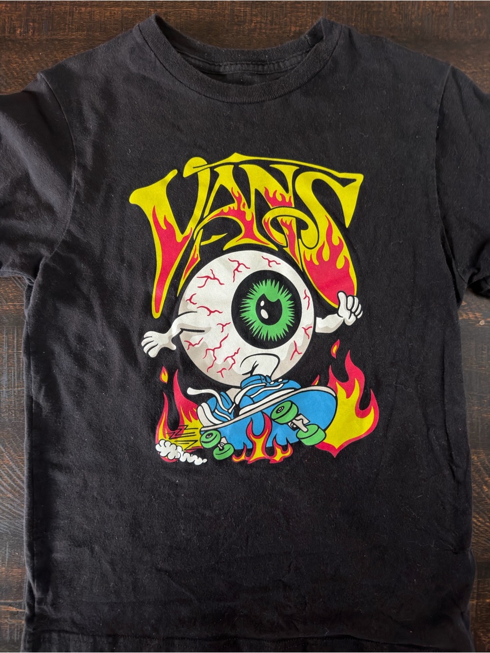 Vans Black Eyeball Skate Graphic Tee with Neon Flames